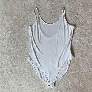 White deep back body suit